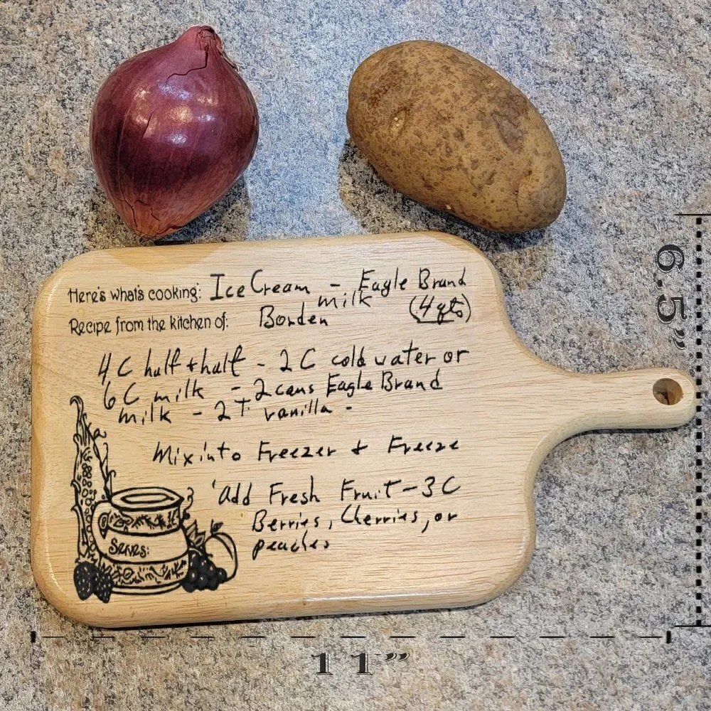 Engraved Handwriting Recipe Oak Cutting Board - Personalized Cutting Board